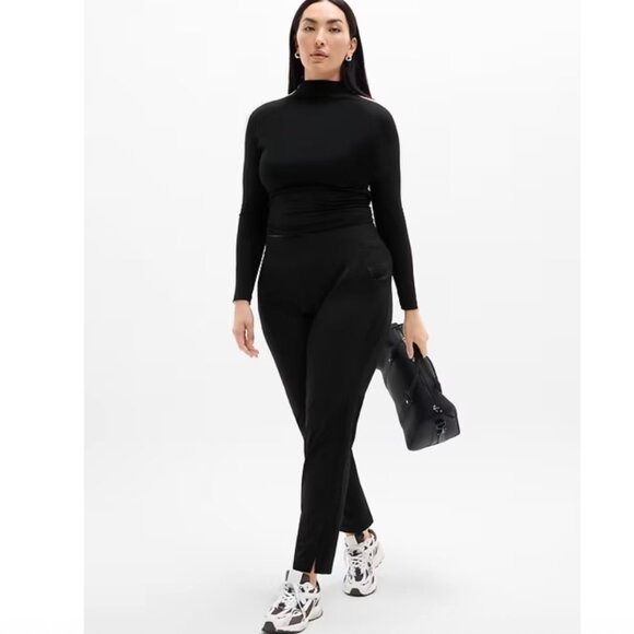 Athleta Ankle Pants 0 Black Brooklyn Mid Rise Stretch Work Travel Quick Dry NEW - Picture 5 of 9